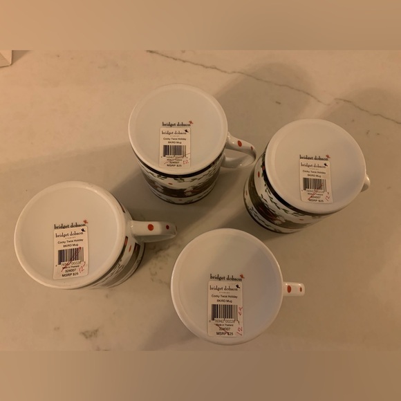 Bridget Dobson Cocky Twos Holiday Mug Set 4 Cockatoo Coffee Tea Cups New in Box - Picture 11 of 12